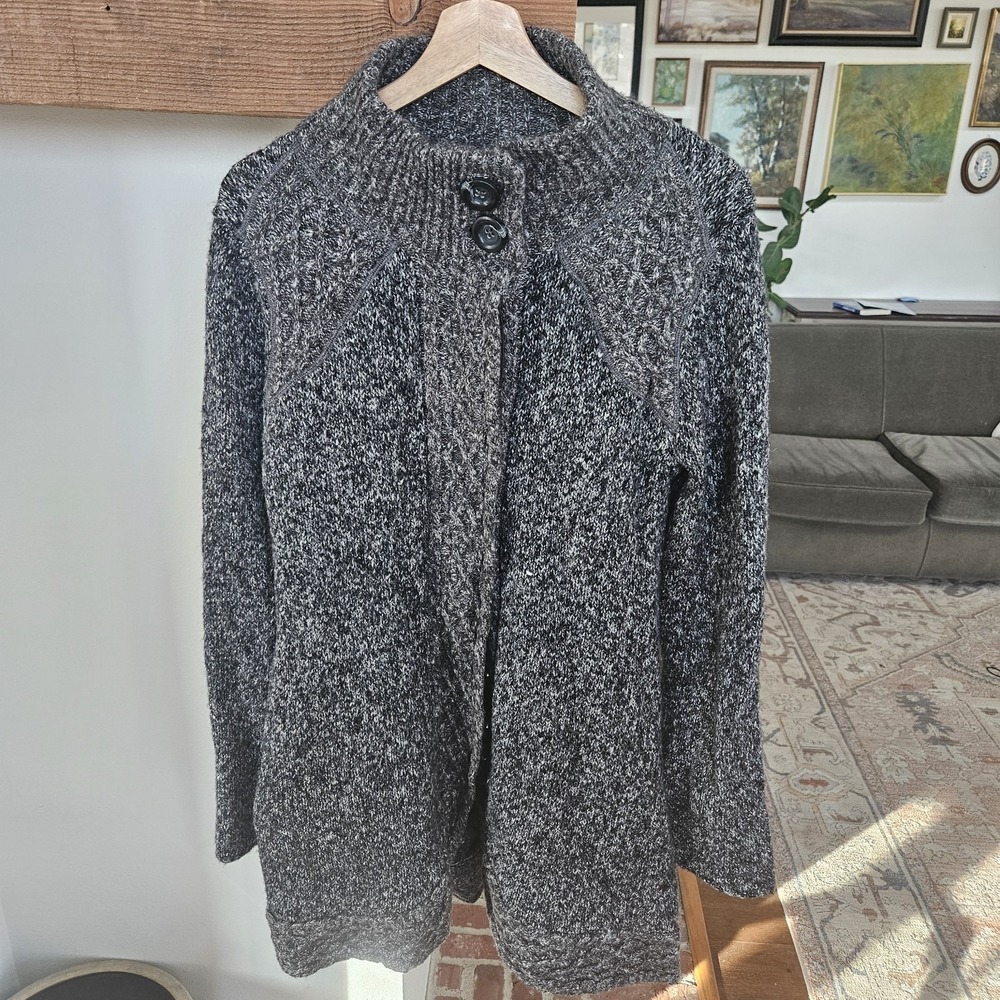 PRANA Angelica Duster Womens Cardigan Jacket Gray Size Large Long Chunky Knit